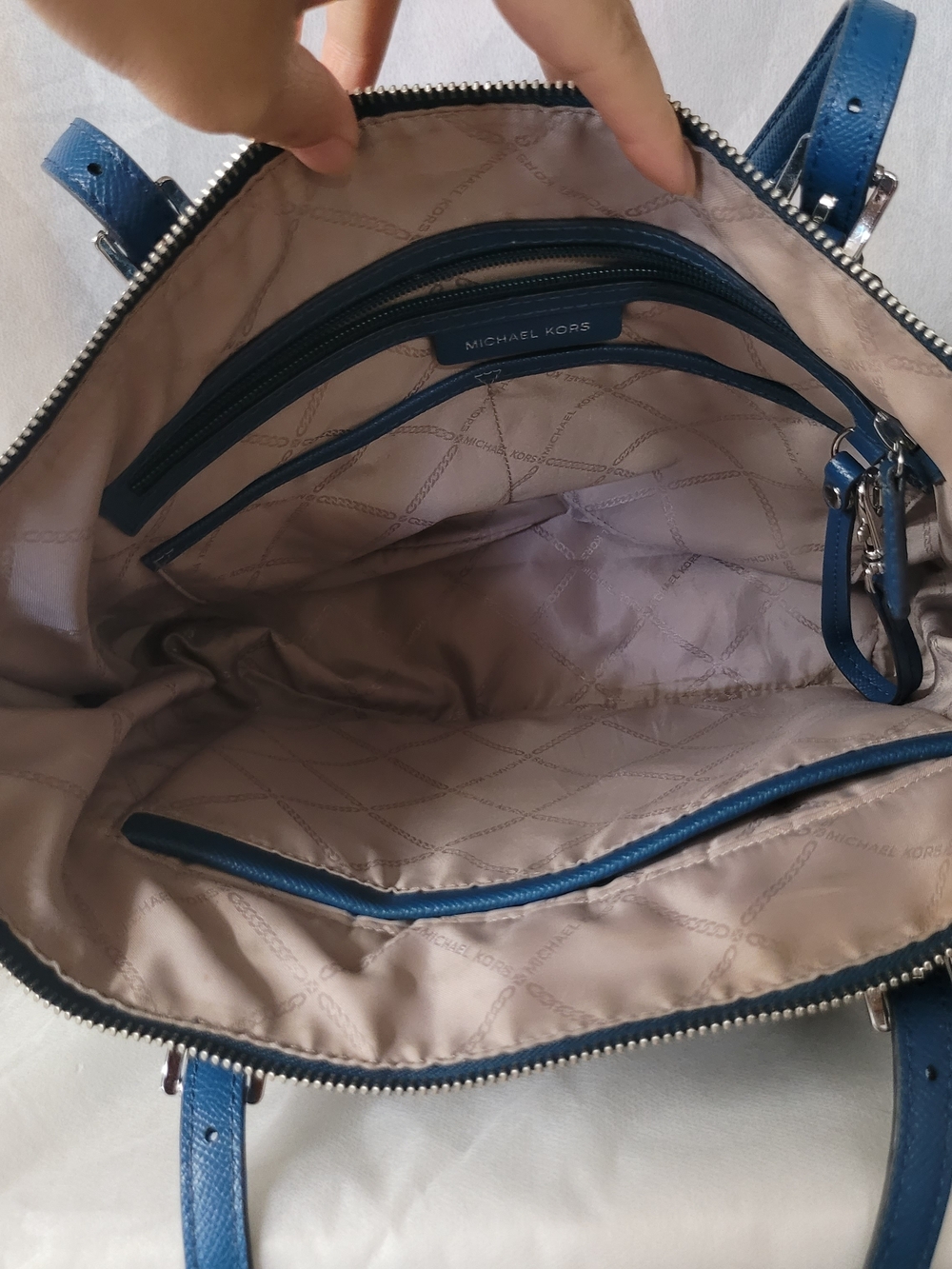 Michael Kors Blue Saffiano Leather Tote - Picture 5 of 11